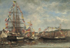 Festiwal w porcie Honfleur, 1858 (olej na drewnie)
