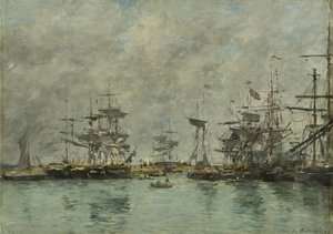 Scena portowa autorstwa Eugene Louis Boudin