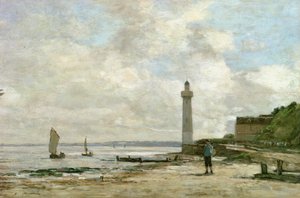 Latarnia morska w Honfleur, 1864-66 autorstwa Eugene Louis Boudin