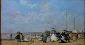 Na plaży Trouville, Eugene Boudin, obraz autorstwa Eugene Louis Boudin