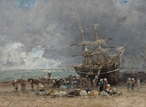 Powrót Terre-Neuvier, 1875. autorstwa Eugene Louis Boudin
