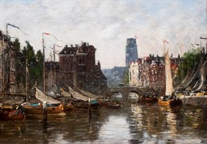 Rotterdam, most giełdowy autorstwa Eugene Louis Boudin