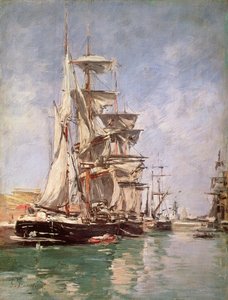 Żaglówki (olej na płótnie) autorstwa Eugene Louis Boudin