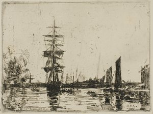 Pejzaż morski z łodziami autorstwa Eugene Louis Boudin