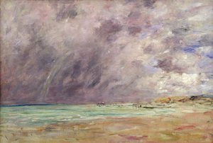 Burzliwe niebo nad ujściem rzeki w Hawrze, ok. 1892-96 r. autorstwa Eugene Louis Boudin