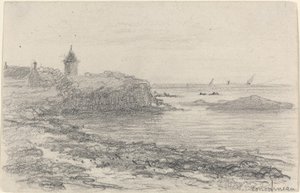 Wybrzeże w Concarneau, połowa końca XIX wieku. autorstwa Eugene Louis Boudin