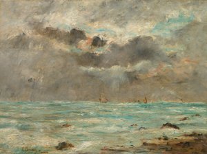 Wybrzeże w Trouville, ok. 1865-1900 (olej na tkaninie) autorstwa Eugene Louis Boudin