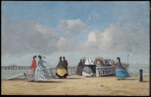 Molo w Trouville, 1864 autorstwa Eugene Louis Boudin