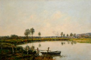 The Water Meadows w Deauville, Francja (olej na płótnie) autorstwa Eugene Louis Boudin