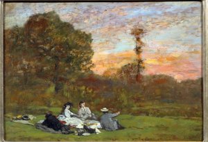 Śniadanie na trawie „Obraz Eugene Louis Boudin (1824-1898) 1866 nd. 0,17x0,25 m Paryż, Musee d