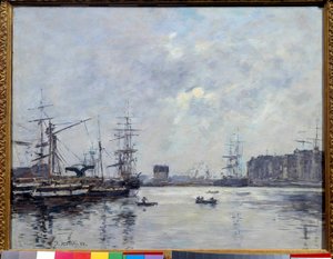 Port Le Havre, basen baru. Obraz Eugene Louis Boudin (1824-1898) autorstwa Eugene Louis Boudin
