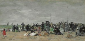 Plaża Trouville, 1874 autorstwa Eugene Louis Boudin