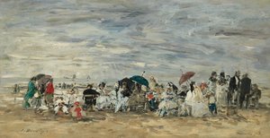 Trouville, scena na plaży autorstwa Eugene Louis Boudin