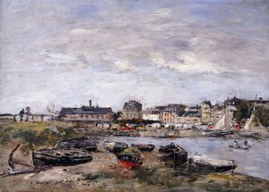 Trouville: widok w kierunku Deauville w dzień targowy; Trouville: Widok z Deauville, jednodniowy spacer, 1895 autorstwa Eugene Louis Boudin