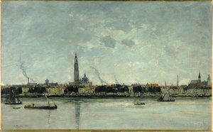 Widok na Antwerpię autorstwa Eugene Louis Boudin