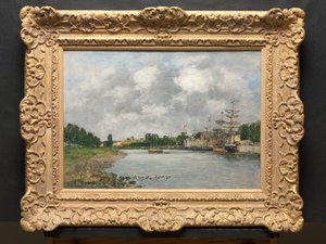Widok na port Saint-Valéry-sur-Somme autorstwa Eugene Louis Boudin