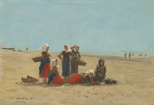 Kobiety na plaży w Berck, 1881. autorstwa Eugene Louis Boudin