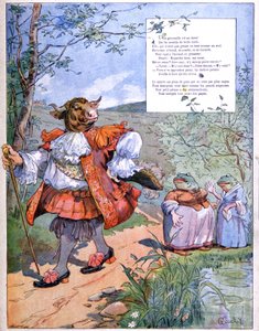 Żaba, która chciała stać się wielka jak wół, ok. 1900 (grawerowanie) autorstwa Eugene Louis Gillot