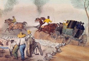 Przechodnie kurzu Robotnicy rozbijający się po ulicach. Litografia Eugene Louis Lami (1800-1890) XIX-wieczny Paryż, Musee Carnavalet autorstwa Eugene Louis Lami