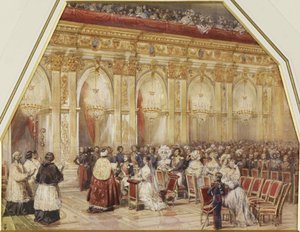 Małżeństwo księcia Ferdynanda Filipa dOrleans i księżnej Heleny Meklemburgii-Schwerin, 1837. autorstwa Eugene Louis Lami