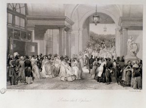 Publiczność ma wydanie Opery w Paryżu. Grawer Eugene Louis Lami (1800-1890) 1842 Ze zbiorów prywatnych autorstwa Eugene Louis Lami