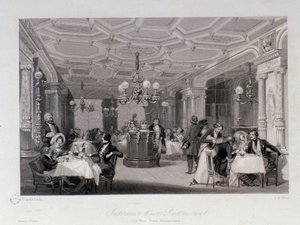 Widok wnętrza restauracji „Les trois freres progressive” w pobliżu Palais Royal w Paryżu. Grawer Eugene Louis Lami (1800-1890) 1843 Ze zbiorów prywatnych