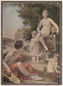 Poeta i fontanna (kolor lito) autorstwa Eugene Romain Thirion