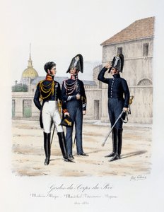 Ochroniarze króla, lekarz-major, marszałek-weterynarz i piqueur, 1820-30 autorstwa Eugene Titeux
