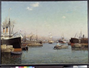 Port La Joliette Obraz Eugene de Barberiis (1851-1937) XX w. Fondation Regards de Provence, Marsylia autorstwa Eugene de Barberis