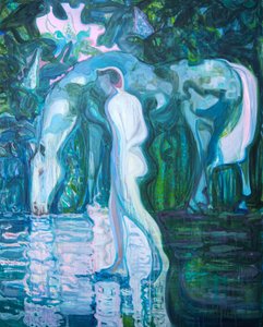 Sleepwalker 2, 2023 (olej, pigmenty na włoskim płótnie)