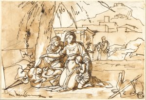 Madonna z Dzieciątkiem, Święta Anna i Dzieciątko Święty Jan, w tle Święty Józef autorstwa Eugenio Agneni