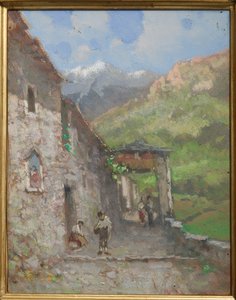 Alpine Village (olej i tempera na tekturze)