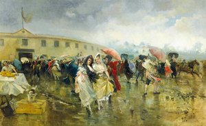Przed Plaza de Toros, Madryt, 1897 autorstwa Eugenio Lucas Villamil