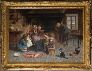 U babci (olej na płótnie) autorstwa Eugenio Zampighi