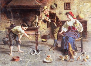 W kuchni (obraz) autorstwa Eugenio Zampighi