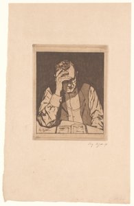 czytający człowiek autorstwa Eugène Bejot (signed by artist)