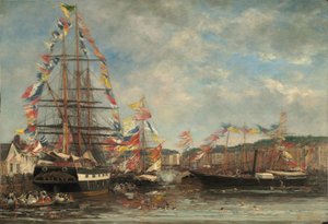 Festiwal w porcie Honfleur autorstwa Eugène Boudin