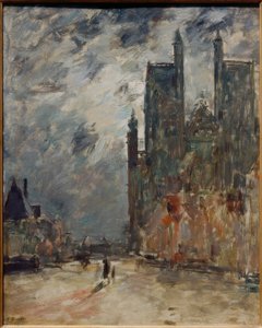 Kolegiata Abbeville nocą autorstwa Eugene Louis Boudin