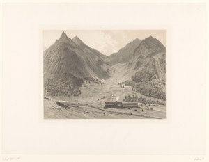 Górski krajobraz z domem na alpejskiej łące autorstwa Eugène Cicéri (attributed to)