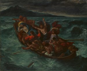 Chrystus śpi podczas burzy, ok. godz. 1853. autorstwa Ferdinand Victor Eugene Delacroix