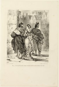 Faust próbuje uwieść Marguerite, od Fausta autorstwa Eugène Delacroix