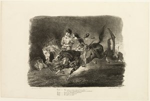 Faust i Mefistofeles galopujący przez noc sabatu czarownic, z Fausta autorstwa Eugène Delacroix