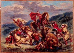 Francuski: Chasse au lion autorstwa Eugène Delacroix