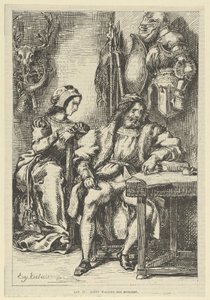 Goetz von Berlichingen piszący wspomnienia, po 1845 r., po 1845 r. autorstwa Eugène Delacroix