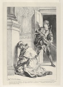 Hamlet próbuje zabić króla, 1834-43., 1834-43. autorstwa Eugène Delacroix