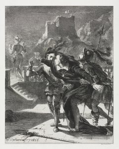 Hamlet: Hamlet pędzi, by podążać za duchem swojego Ojca autorstwa Eugène Delacroix
