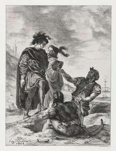 Hamlet: Hamlet i Horatio z grabarzami autorstwa Eugène Delacroix