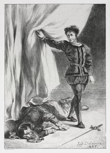 Hamlet: Hamlet i zwłoki Poloniusza autorstwa Eugène Delacroix