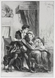 Hamlet: Hamlet i królowa autorstwa Eugène Delacroix