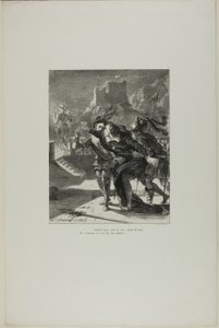 Hamlet ścigający ducha ojca, plansza 2 z Hamleta autorstwa Eugène Delacroix